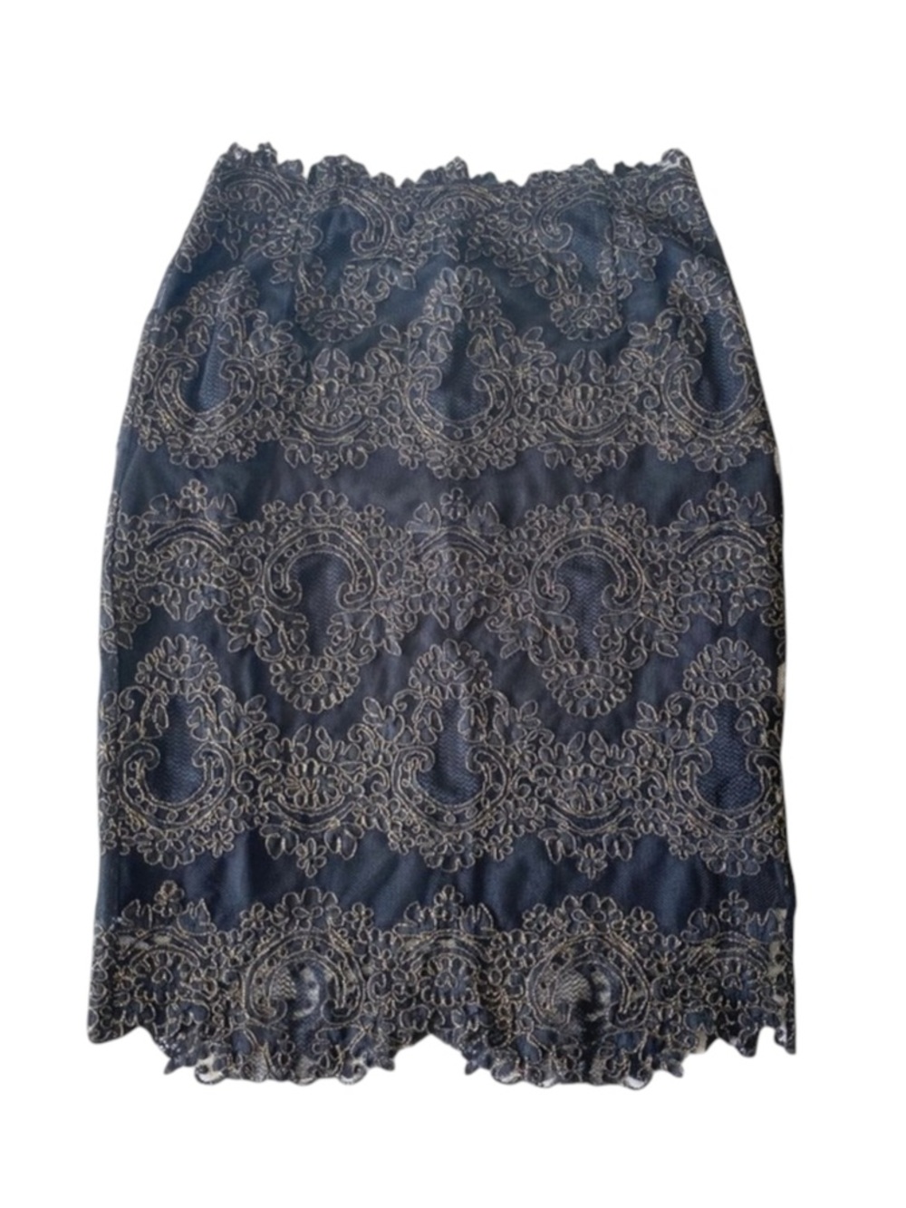 Sandro ✈︎ Rococo Metallic Guipure Lace Skirt ✈︎ aso Kristen Bell ✈︎ Black + Gold - Picture 4 of 16